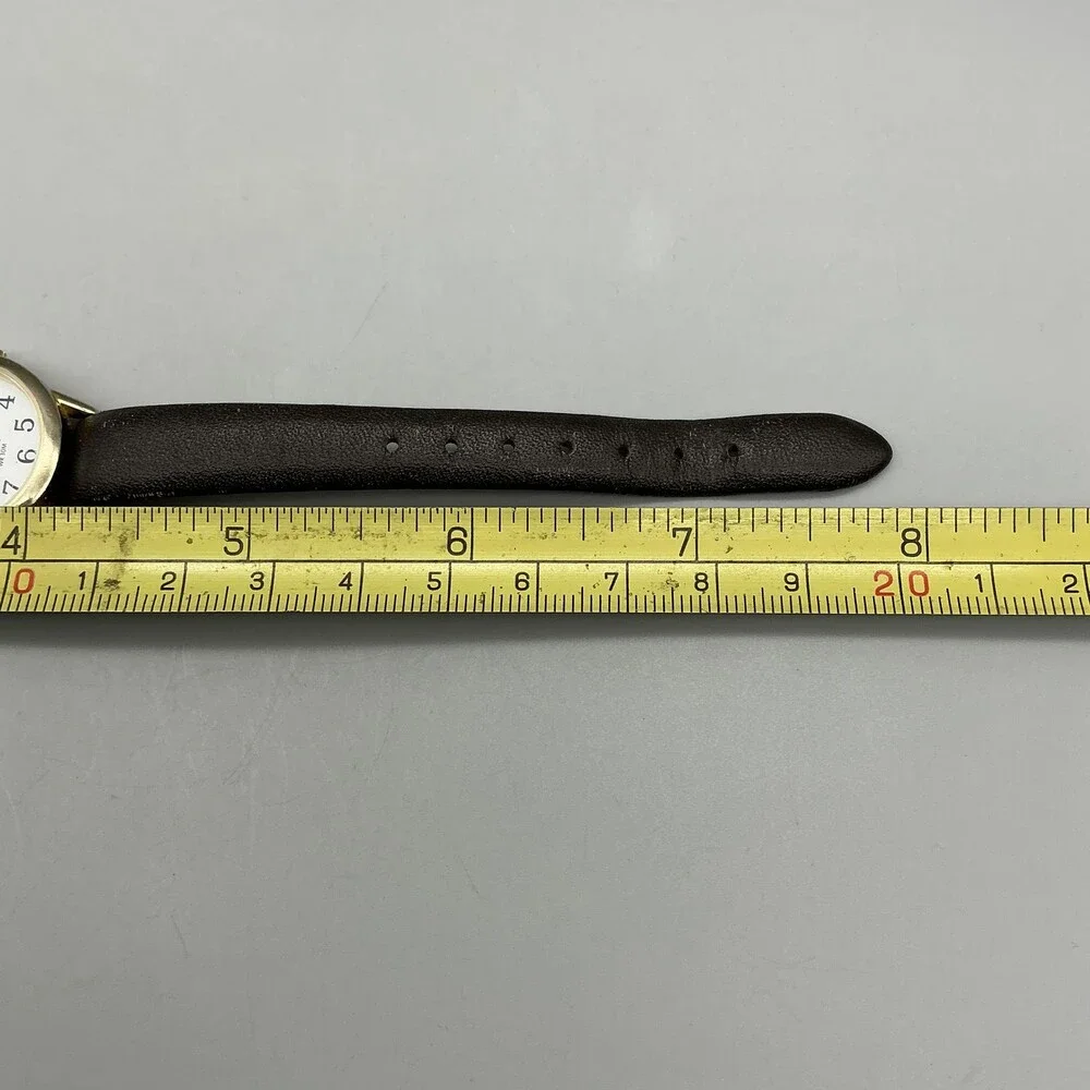 Timex Indiglo Womens Watch 25mm White Dial Leather Date Gold Tone New Battery